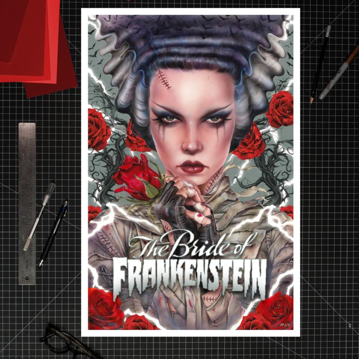 Produktbild Frankensteins brud konsttryck Bride Afterlife by Brian M. Viveros 61 x 41 cm – utan ram