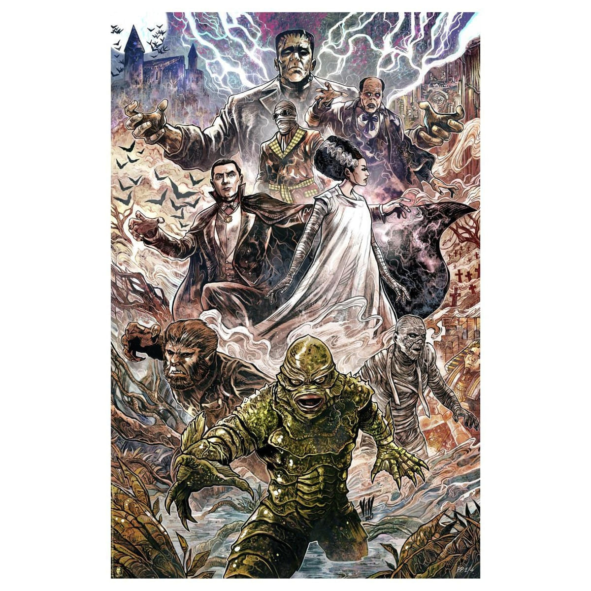 Produktbild Universal Monsters Konsttryck Universal Monsters by Vincenzo Riccardi 61 x 41 cm - utan ram