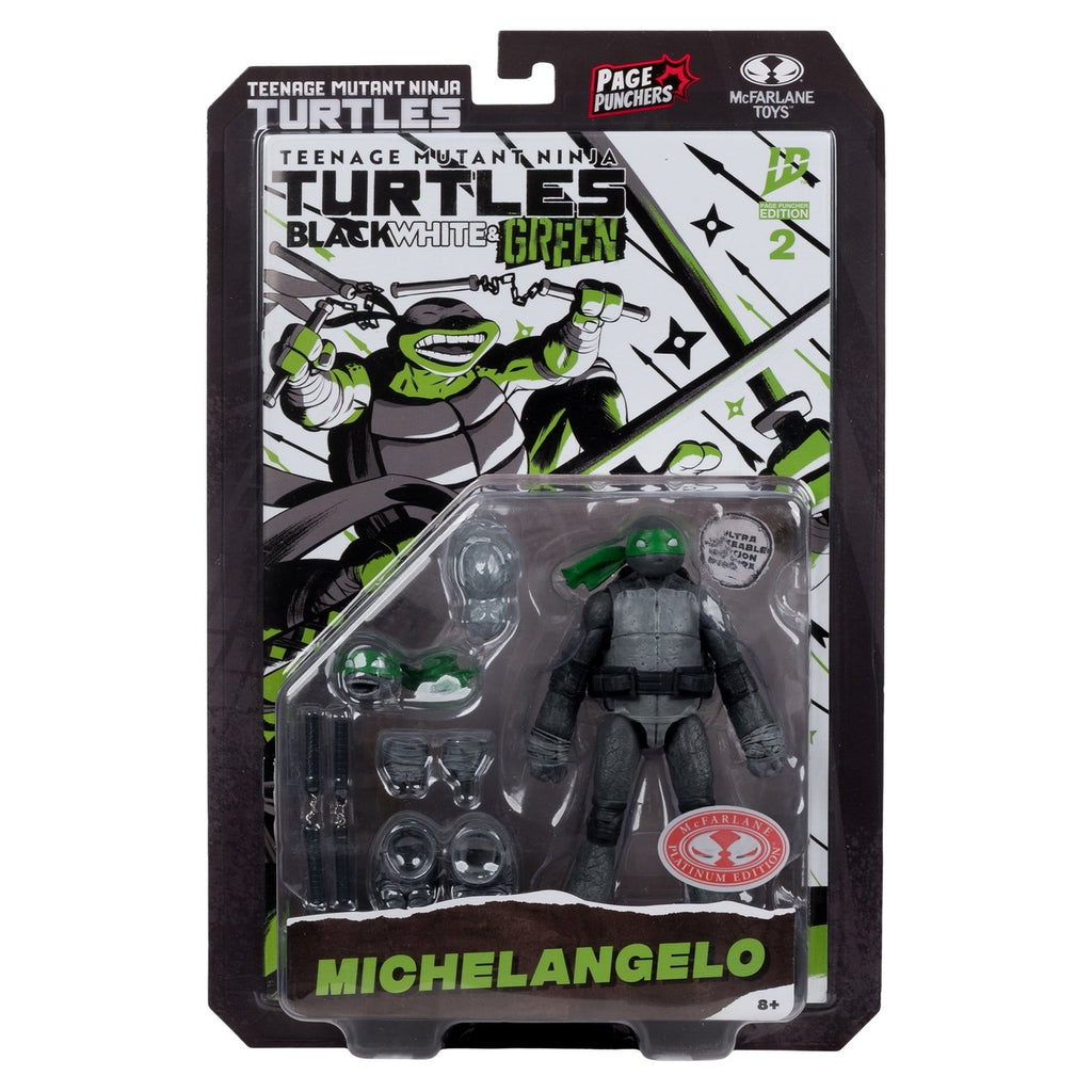 Produktbild Teenage Mutant Ninja Turtles Page Punchers actionfigur Michelangelo (Black White & Green) (Red Platinum Edition) 13 cm