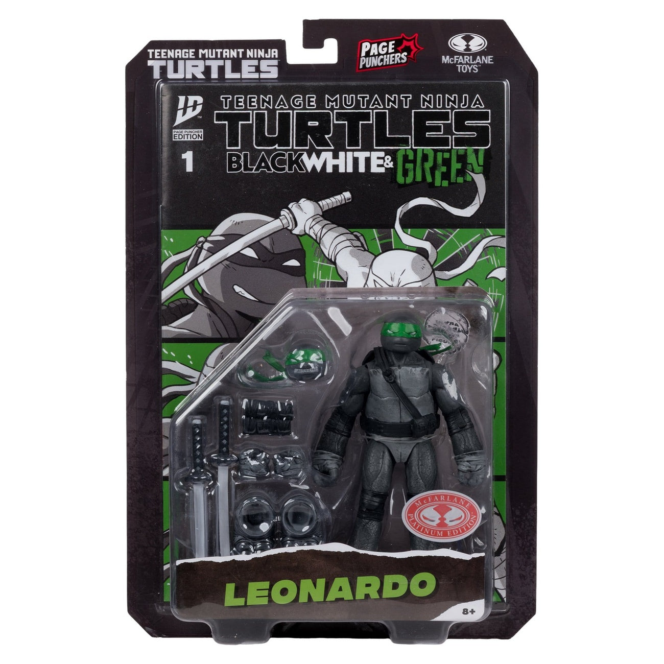 Produktbild Teenage Mutant Ninja Turtles Page Punchers actionfigur Leonardo (Black White & Green) (Red Platinum Edition) 13 cm