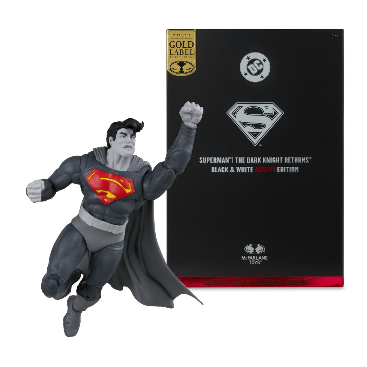 Produktbild DC Multiverse Actionfigur Superman (The Dark Knight Returns) (Black & White Accent Edition) (Gold Label) 18 cm