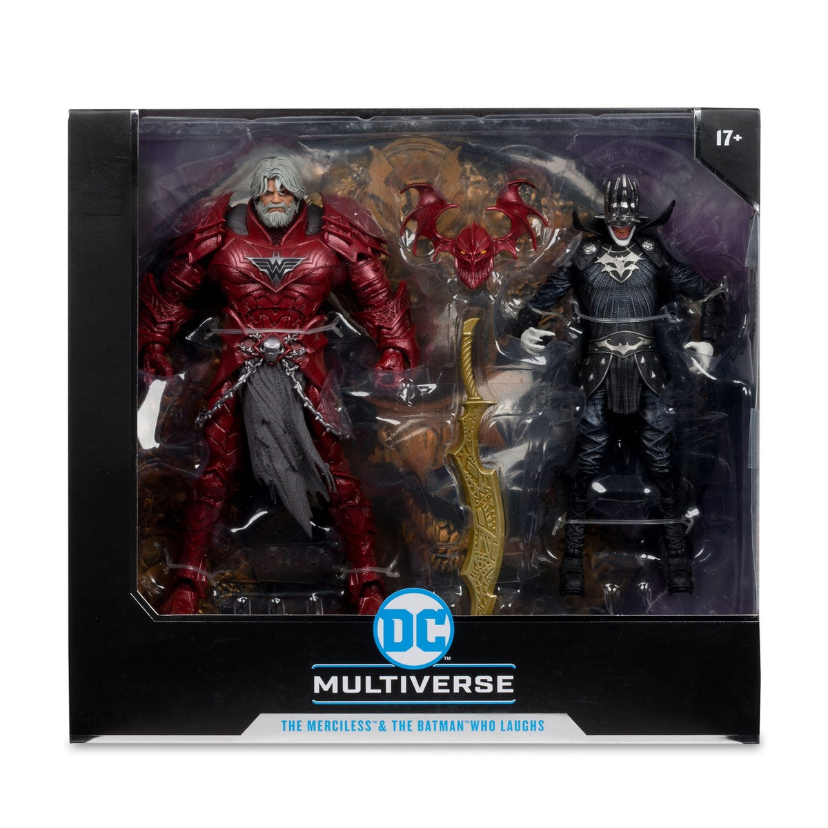Produktbild DC Multiverse McFarlane Collector Edition Actionfigurer 2-pack nr 04 Batman Who Laughs (Knight Armor) & Merciless (Dark)