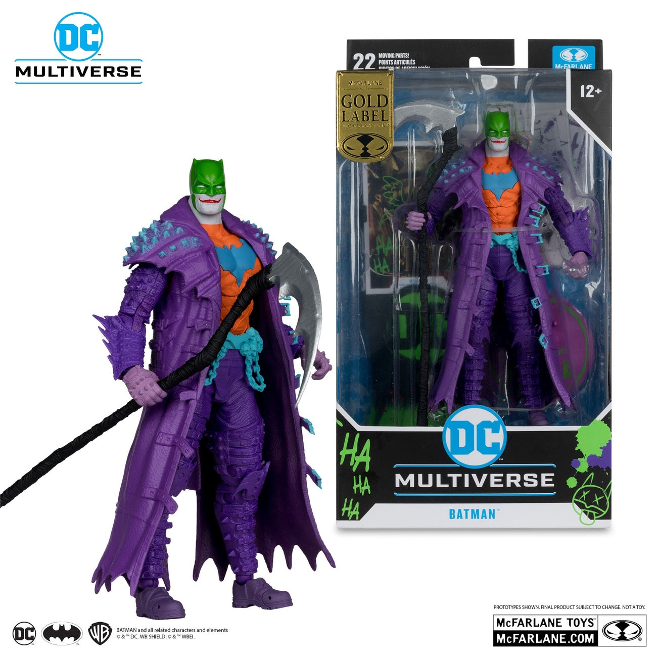 Produktbild DC Multiverse Actionfigur Batman (Dark Nights: Death Metal) Jokerized (Gold Label) 18 cm