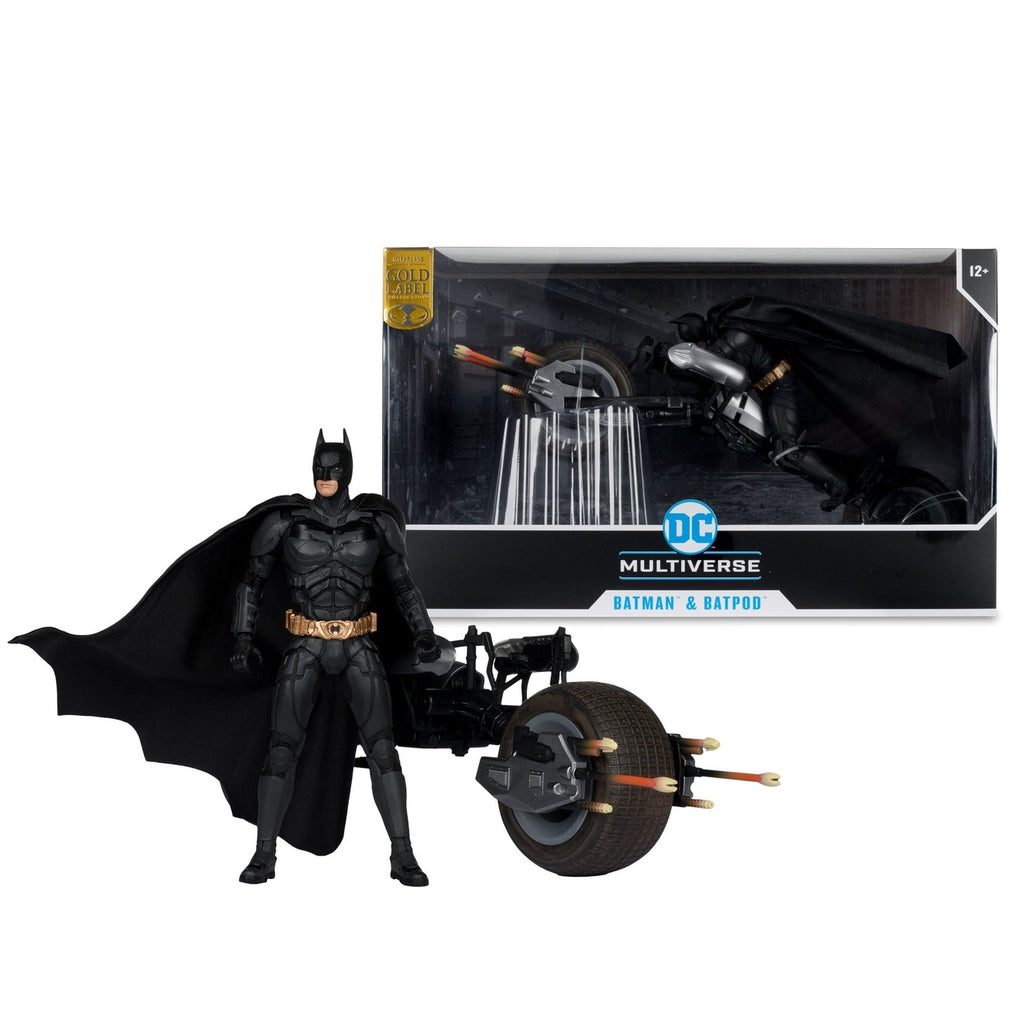 Produktbild The Dark Knight DC Multiverse actionfigur med fordon Batman & The Batpod 18 cm