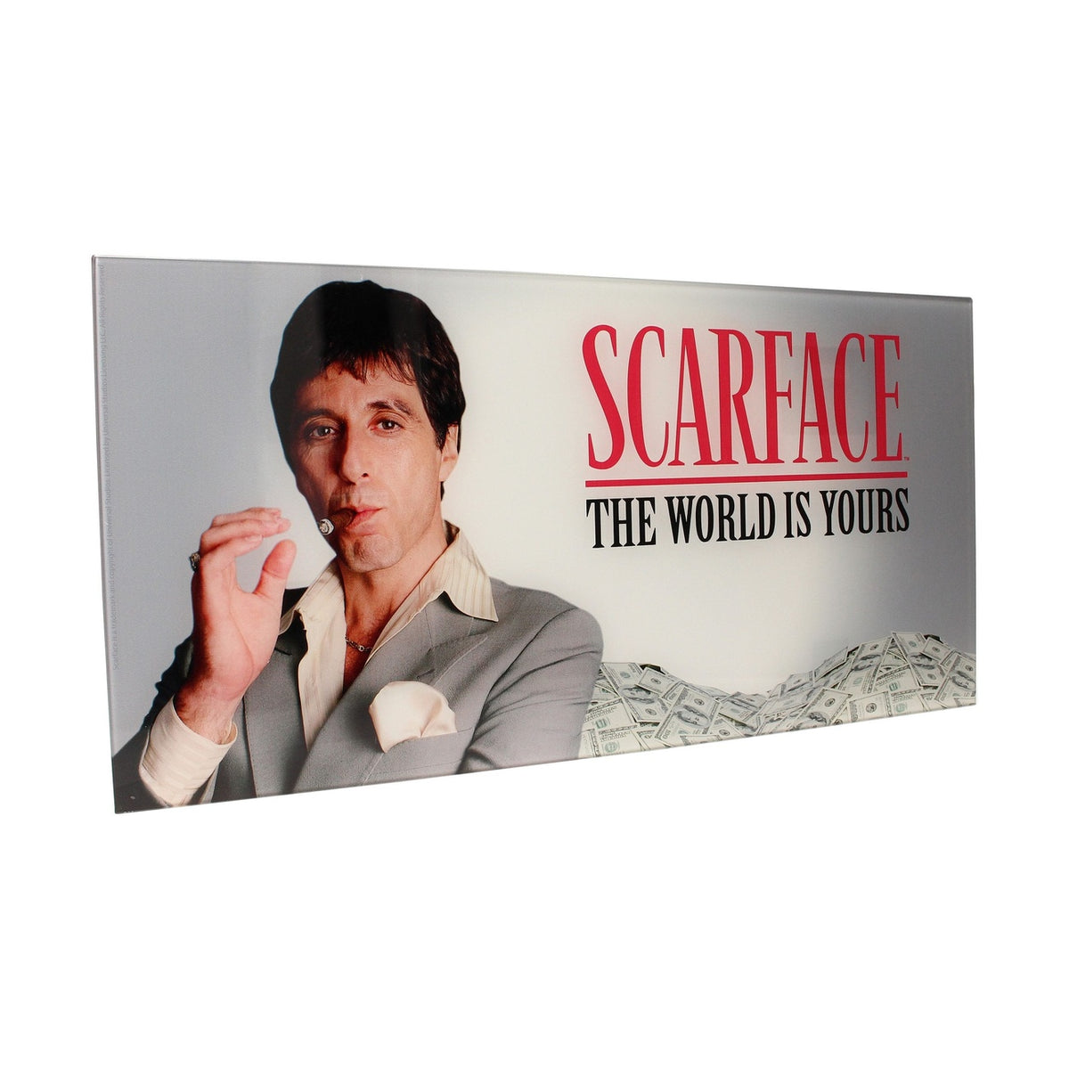 Produktbild Scarface Glasposter The World Is Yours (grå bakgrund) 60 x 30 cm