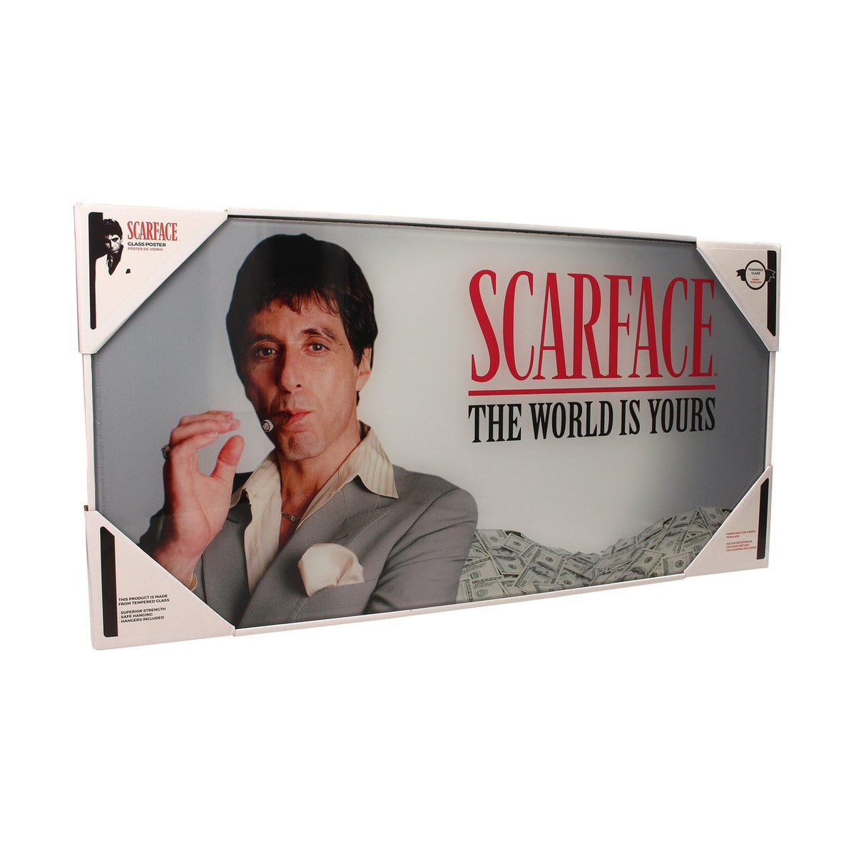 Produktbild Scarface Glasposter The World Is Yours (grå bakgrund) 60 x 30 cm