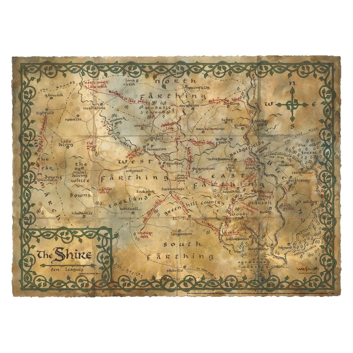 Produktbild Hobbit tavla Map of the Shire 74 x 54 cm