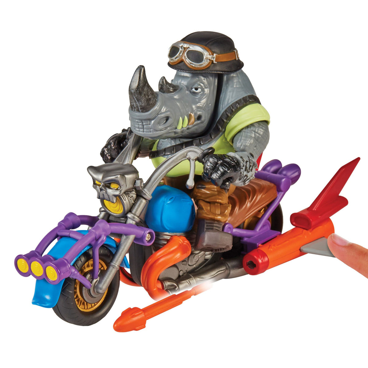 Produktbild Teenage Mutant Ninja Turtles actionfigur med fordon Rocksteady & Chopper 12 cm
