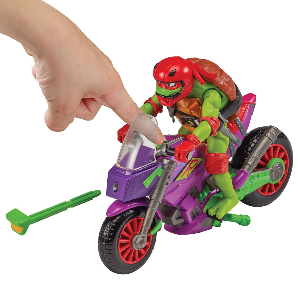 Produktbild Teenage Mutant Ninja Turtles Äventyr – Actionfigur med fordon Raphael & Purple Dragon 12 cm