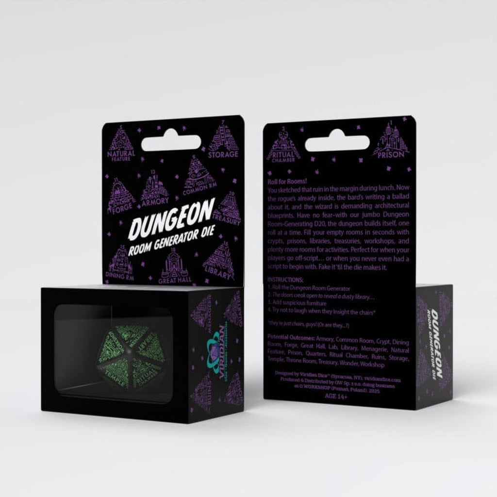 Produktbild Viridian Dice Jumbo Tärning Dungeon Room Generator D20