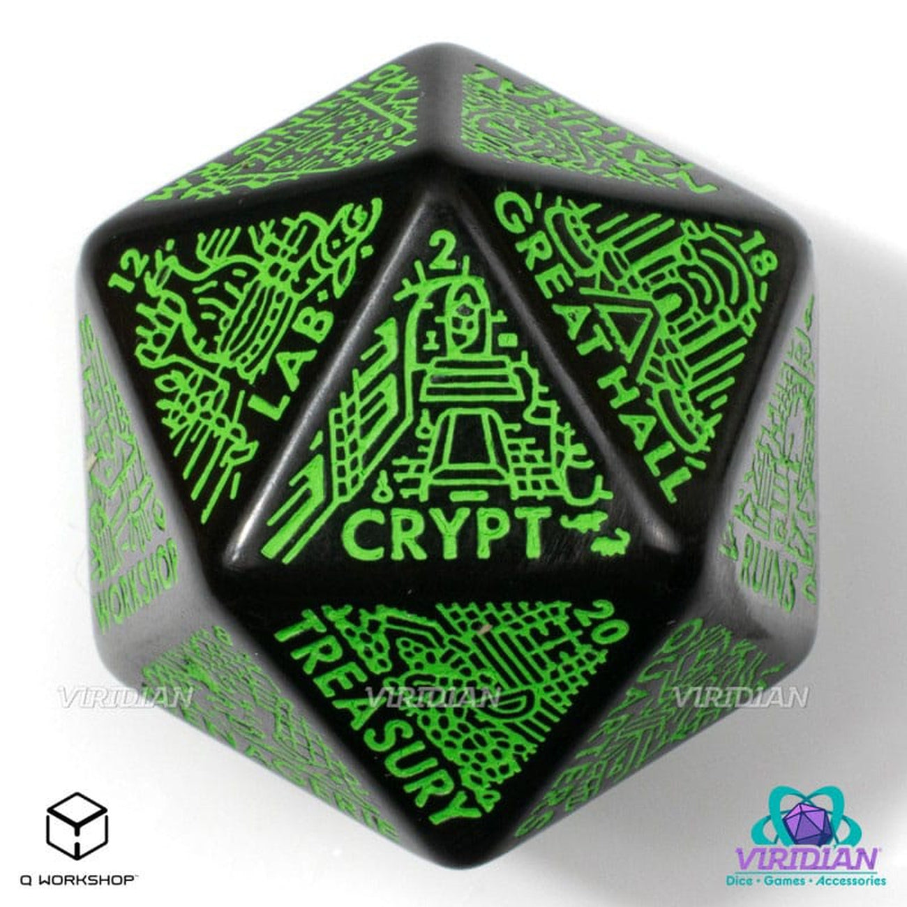 Produktbild Viridian Dice Jumbo Tärning Dungeon Room Generator D20