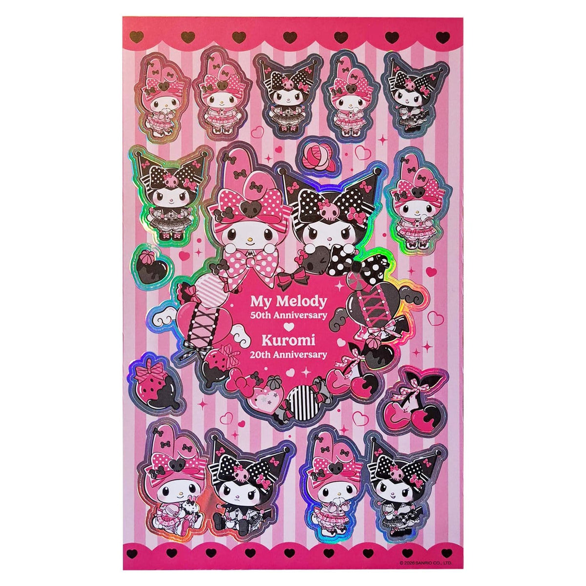 Produktbild Sanrio Pink Black Party Series klistermärkespaket Kuromi & My Melody