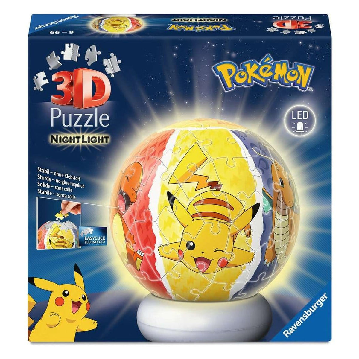 Produktbild Pokémon 3D Pusselboll Nattlampa (73 bitar)