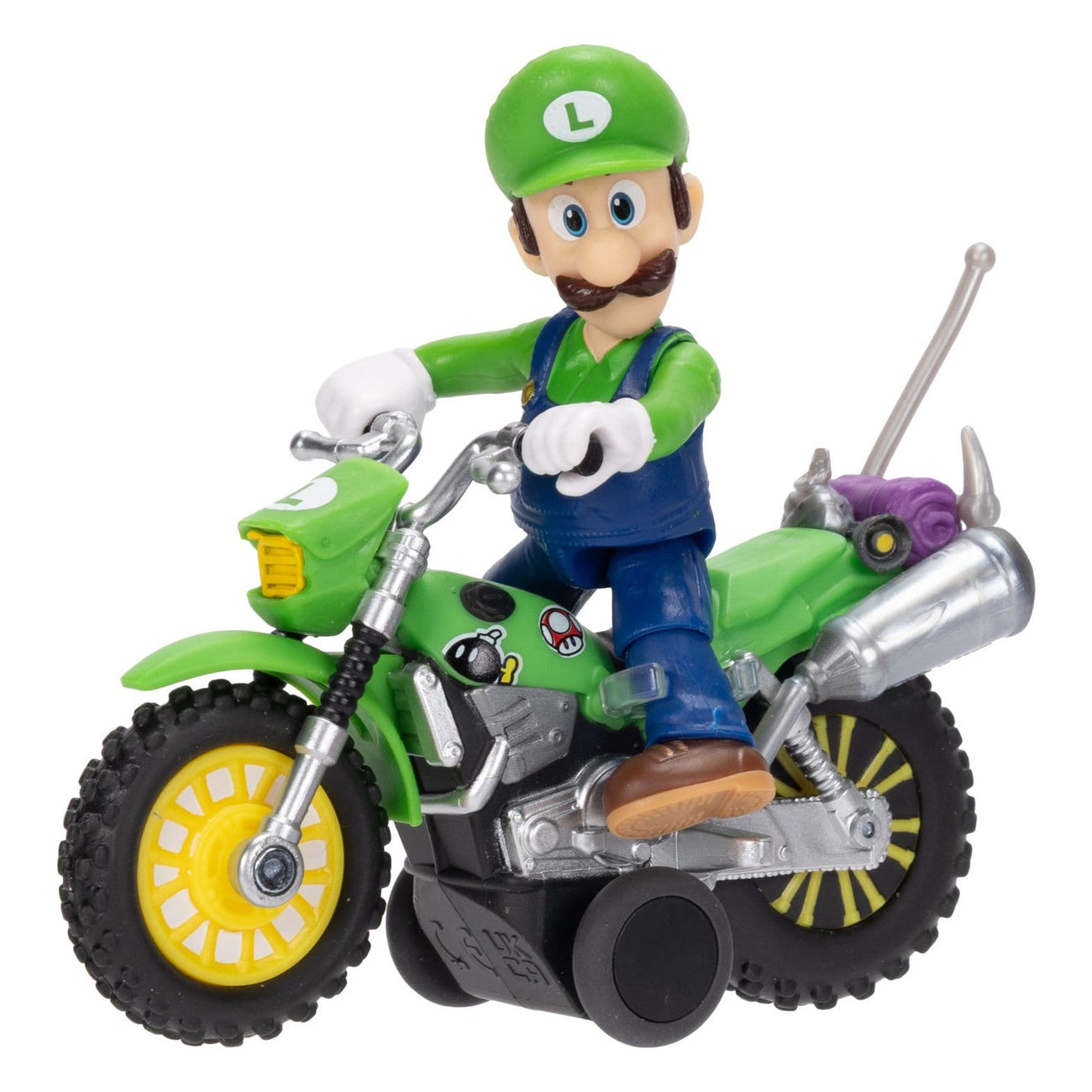 Produktbild Super Mario Galaxy – Luigi actionfigur från filmen med motorcykel