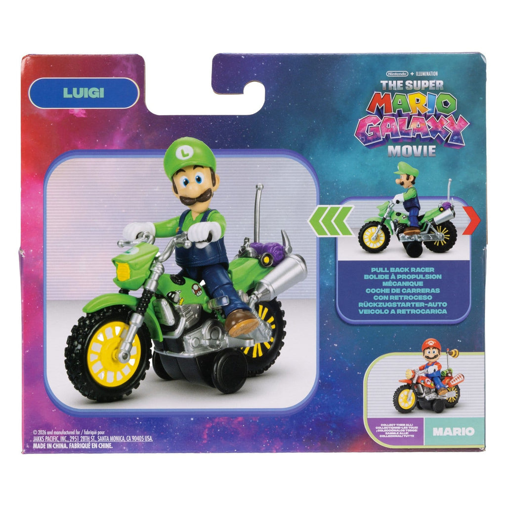 Produktbild Super Mario Galaxy – Luigi actionfigur från filmen med motorcykel