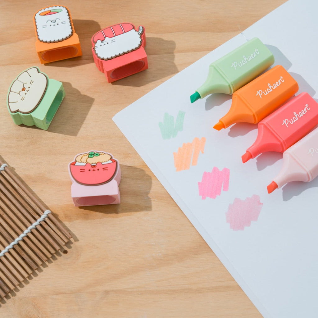 Produktbild Pusheen Sushi Roll överstrykningspennor med toppers 4-pack