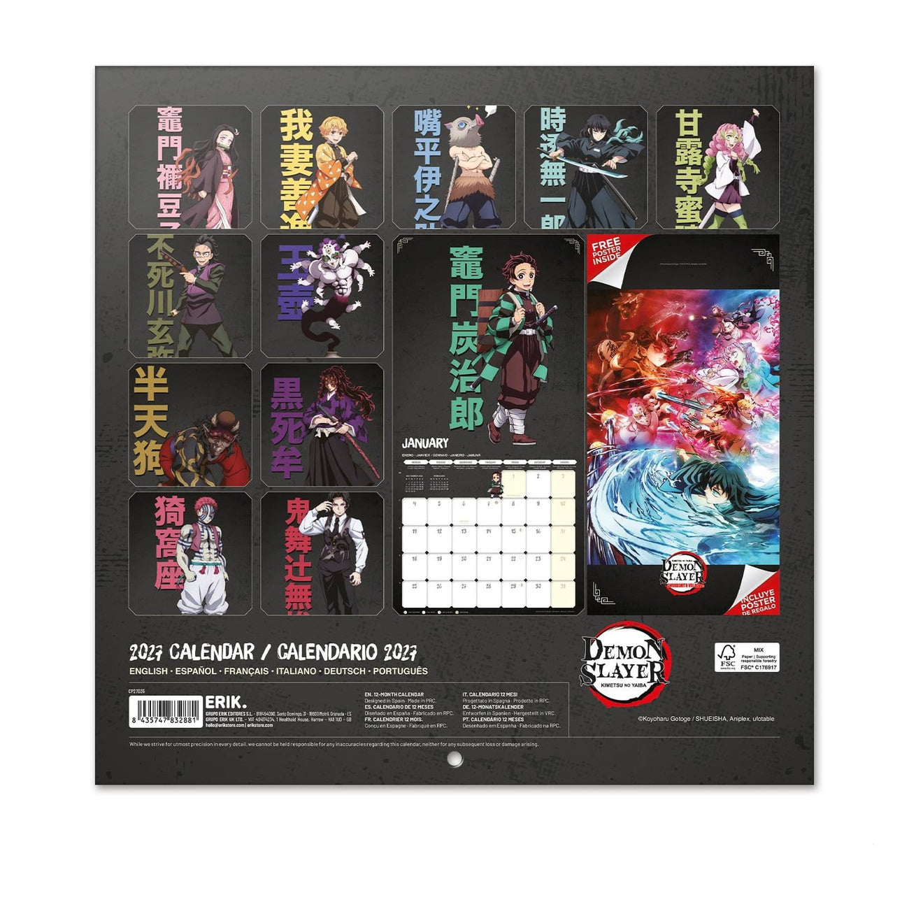 Produktbild Demon Slayer väggkalender 2027 30 x 30 cm