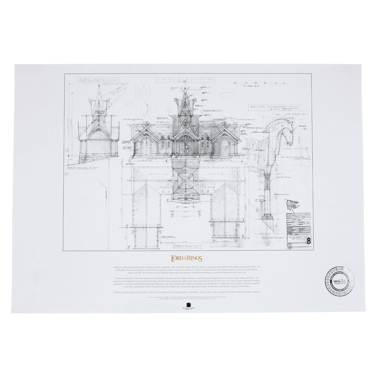 Produktbild Herr der Ringe Bauplan Kunstdruck The Stable of Edoras 59 x